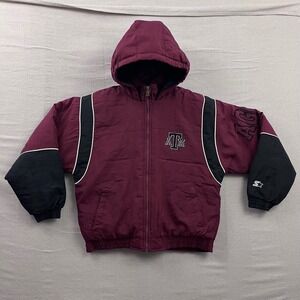 Starter Texas A&M Aggies Puffer Jacket Boys Large 14-16 Maroon Black Vintage